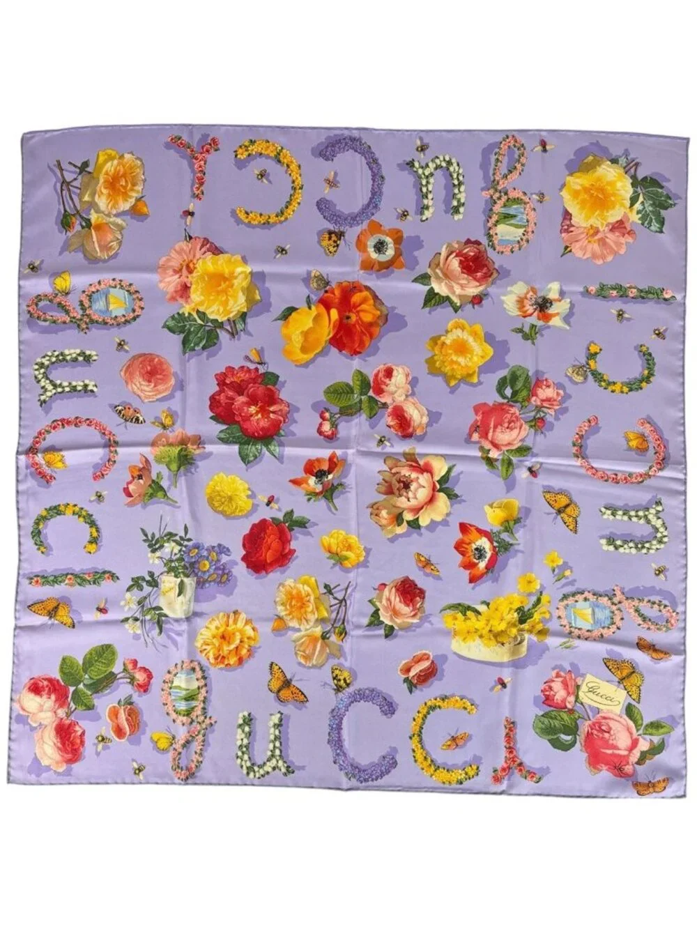 Gucci Scarf Silk Purple Multicolor